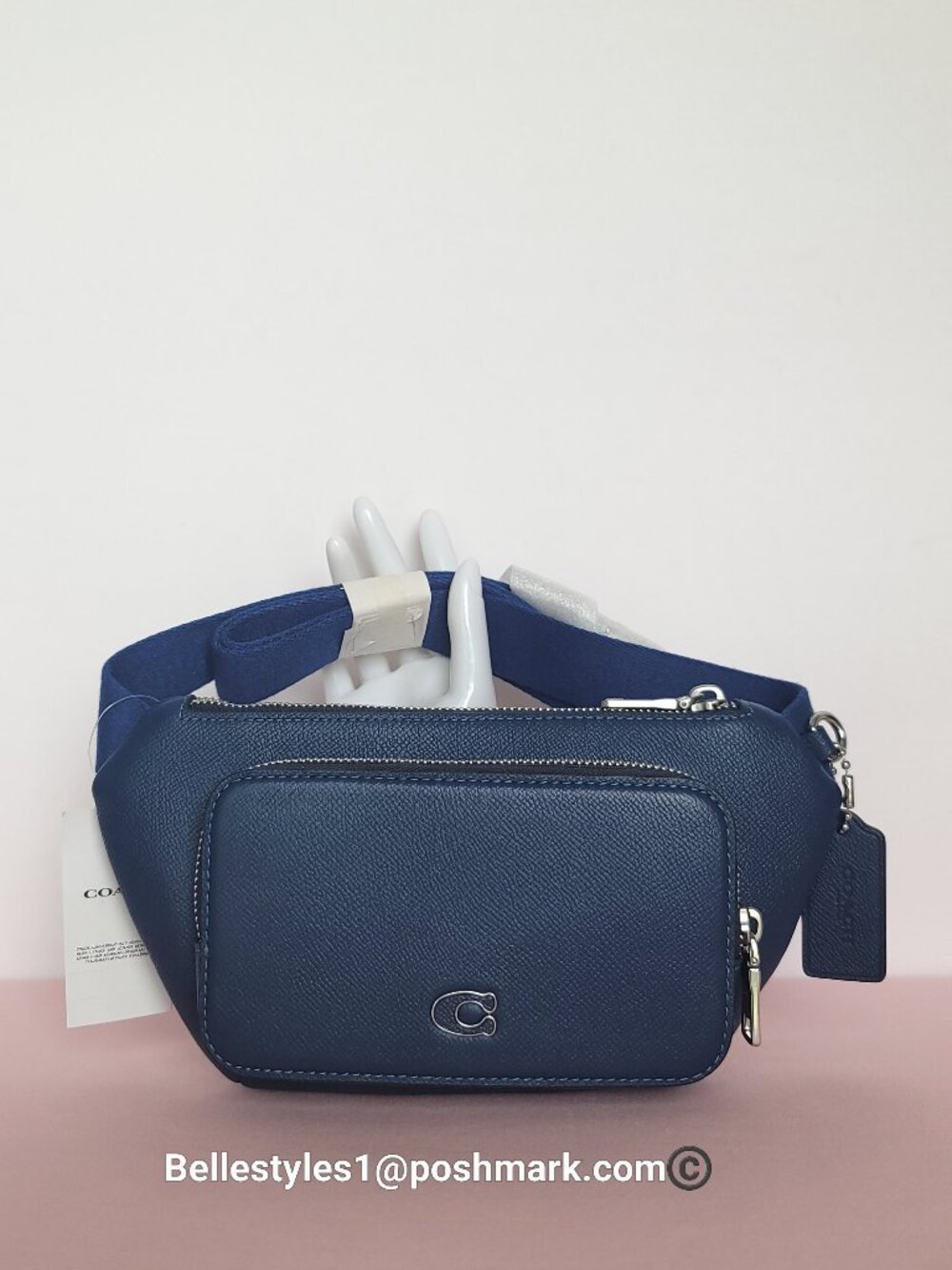 COACH Unisex BELT Bag in Crossgrain Leather- Deep Blue color⭐